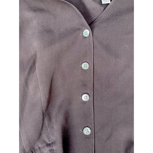 Vintage 90s Emanuel Ungaro Womens Brown Silk Button-Front Vest Luxury Staple, 12 - Picture 5 of 16